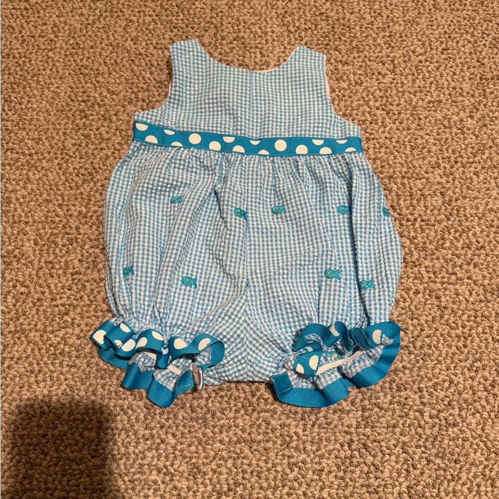 Blue Gingham Kids Romper